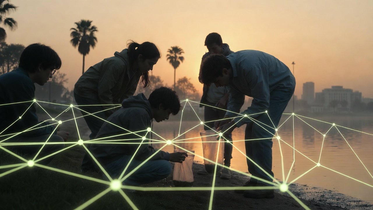 Students running a climate field project