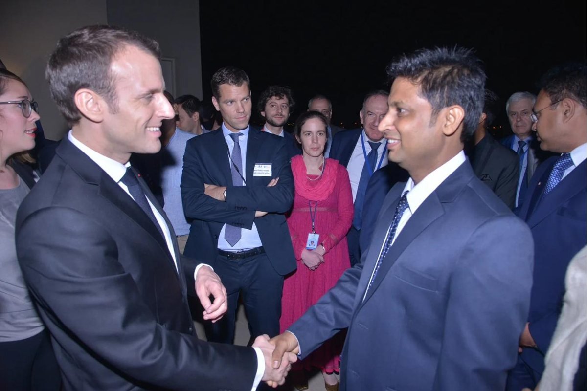 Saurabh Gupta with President Emmanuel Macron